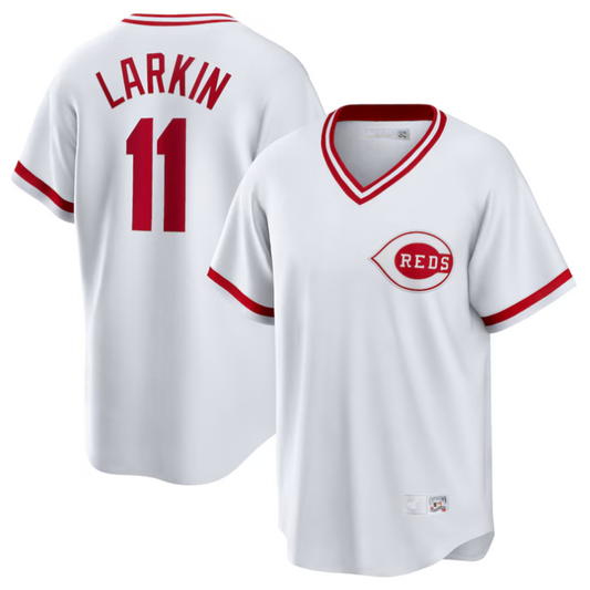 #11 Barry Larkin Player C.Reds Home Cooperstown Collection White Baseball Jerseys baseball jersey product view 1