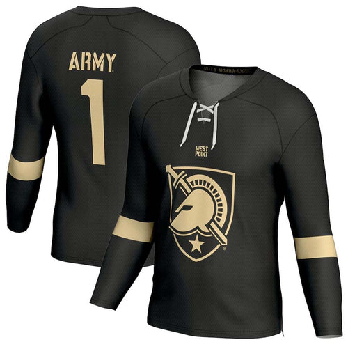 A.Black Knights #1 Player Hockey Fashion Jersey - Black Stitched American College Jerseys hockey jersey product view 1