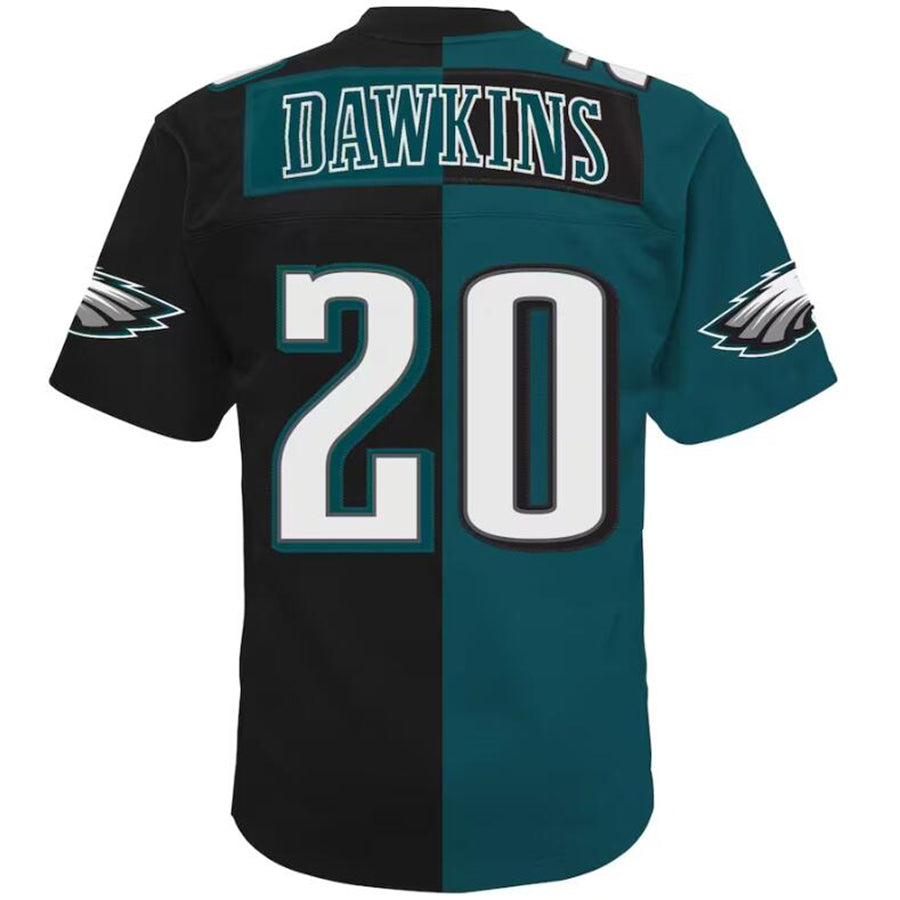 P.Eagles #20 Brian Dawkins Player Mitchell & Ness Midnight Green-Black Split Legacy Jersey football jersey product view 1