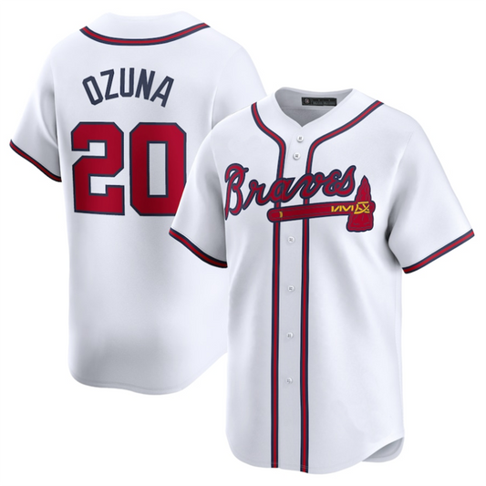 #20 Marcell Ozuna Player A.Braves White Home Limited Baseball Jerseys baseball jersey product view 1