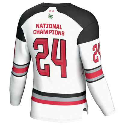 O.State Buckeyes #24 Player Ice Hockey National Champions Fashion Jersey - White American College Jerseys hockey jersey product view 1