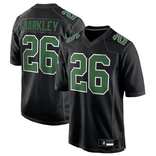 #26 Saquon Barkley Player P.Eagles Carbon Black Green Fashion Game Football Jerseys football jersey product view 1