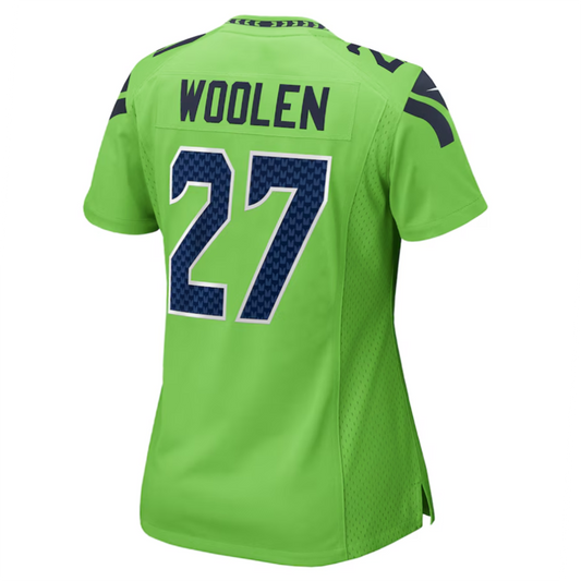 #27 Tariq Woolen Player S.Seahawks Neon Green Game Football Jerseys football jersey product view 1