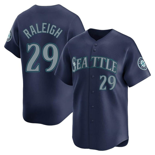 #29 Cal Raleigh Player S.Mariners Road Baseball Jerseys - Navy Limited baseball jersey product view 1