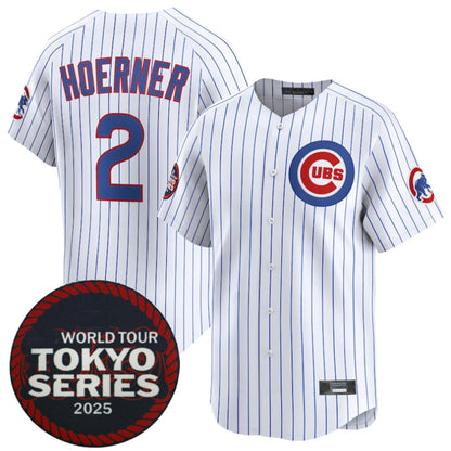 C.Cubs #2 Nico Hoerner Player White 2025 World Tour Tokyo Series Home Stitched Baseball Jerseys baseball jersey product view 1