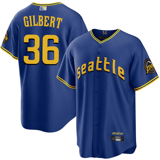 #36 Logan Gilbert Player S.Mariners City Connect Baseball Jerseys baseball jersey product view 1