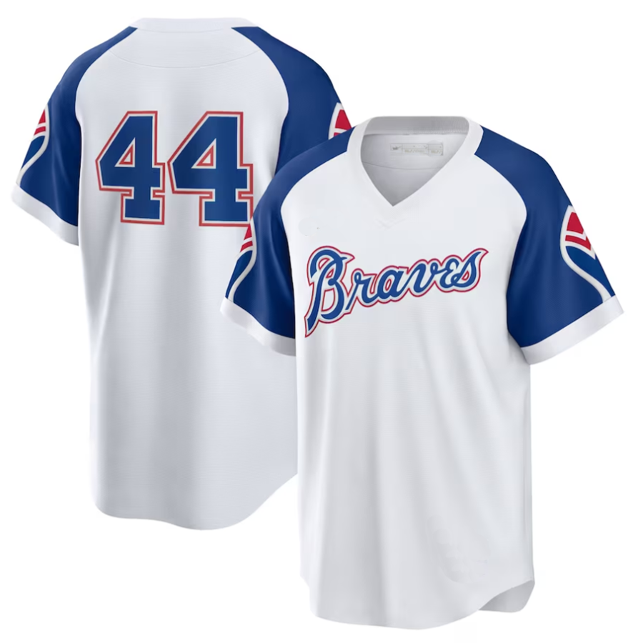 #44 Hank Aaron Player A.Braves White Home Cooperstown Collection Baseball Jerseys baseball jersey product view 1