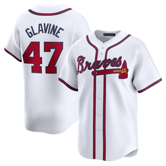 #47 Tom Glavine Player A.Braves White Home Limited Baseball Jerseys baseball jersey product view 1