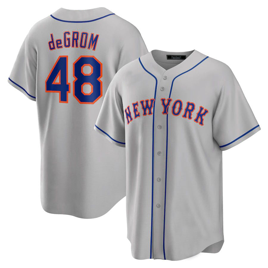 NY.Mets #48 Jacob Degrom Gray Road Game Player Baseball Jerseys baseball jersey product view 1
