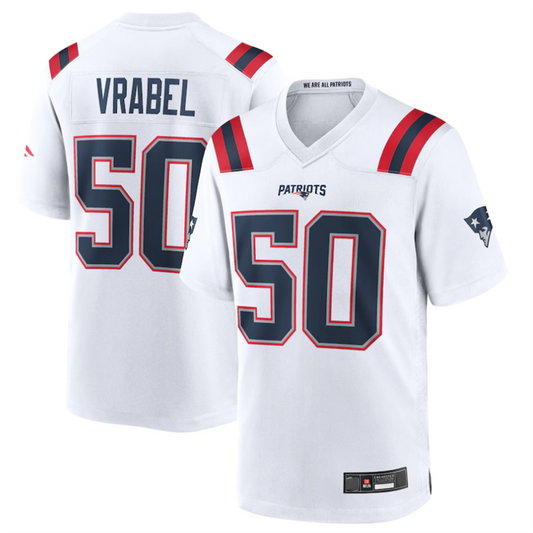 #50 Mike Vrabel Player NE.Patriots White Game Football Jerseys football jersey product view 1