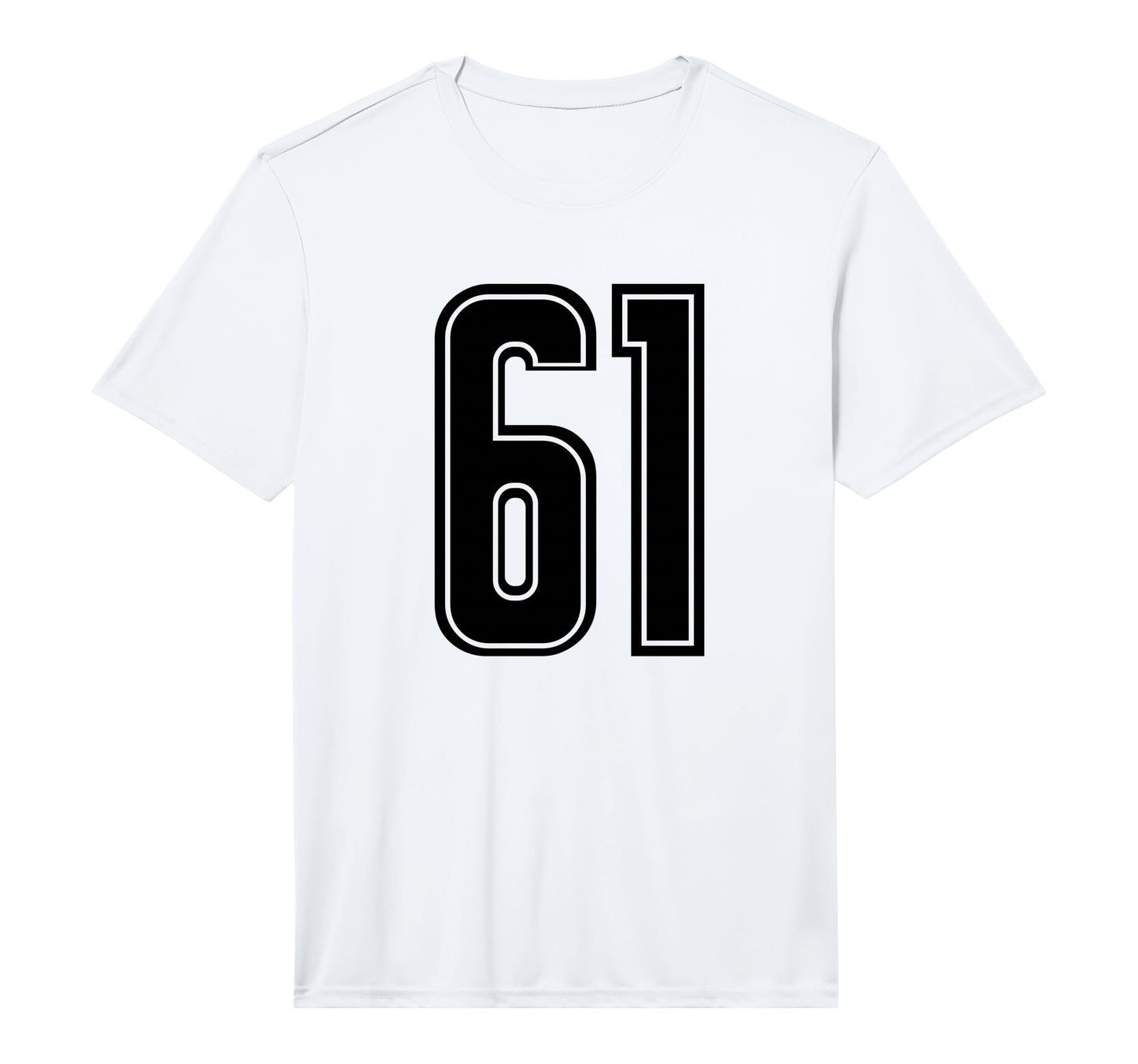 Number 61 Black Sports Team Varsity T-Shirt - Novelty Apparel for Adults - T-Shirt, Sweatshirt, Hoodie