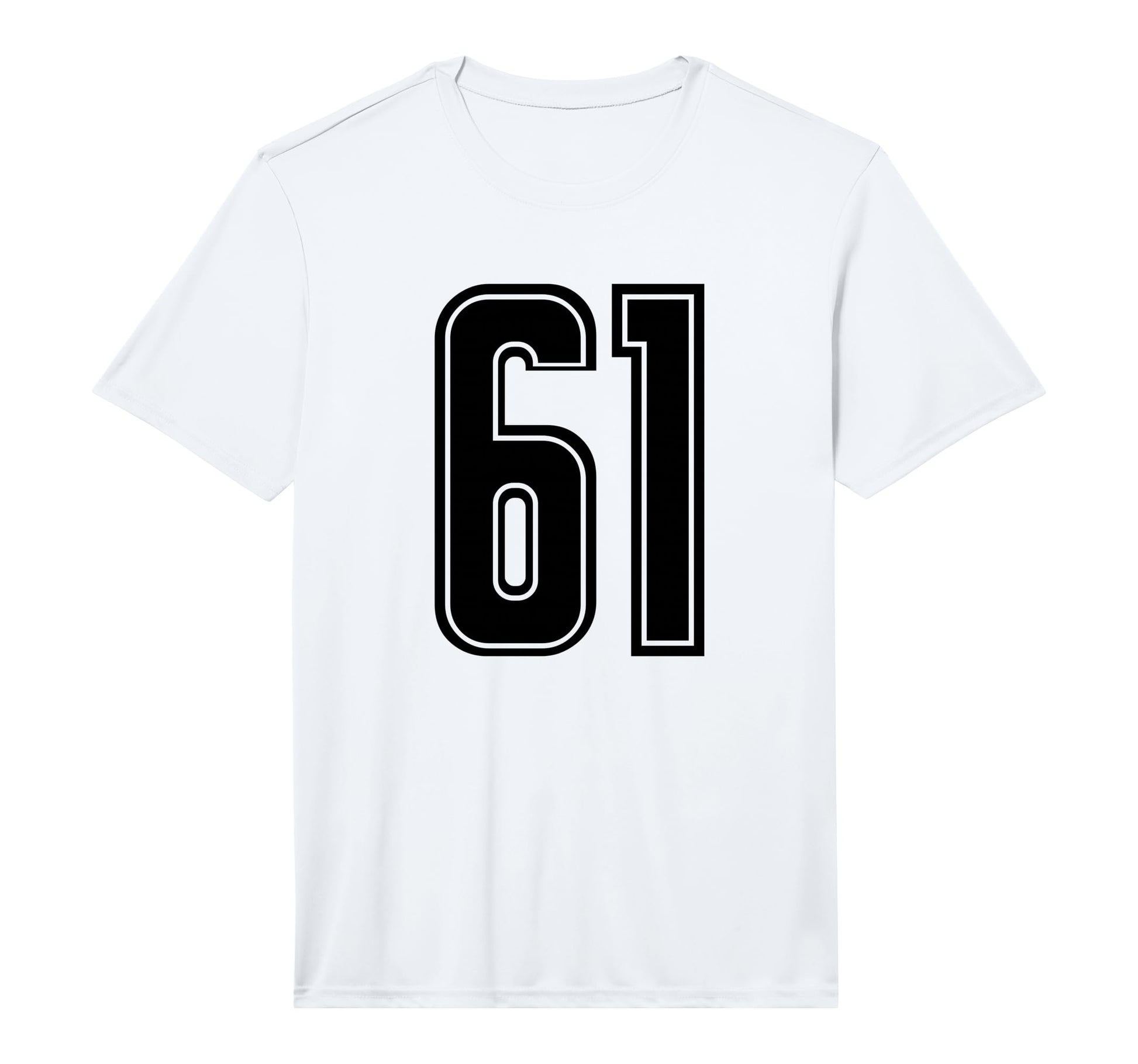 Number 61 Black Sports Team Varsity T-Shirt - Novelty Apparel for Adults - T-Shirt, Sweatshirt, Hoodie
