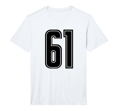 Number 61 Black Sports Team Varsity T-Shirt - Novelty Apparel for Adults - T-Shirt, Sweatshirt, Hoodie