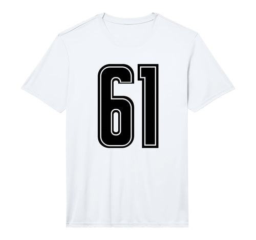 Number 61 Black Sports Team Varsity T-Shirt - Novelty Apparel for Adults - T-Shirt, Sweatshirt, Hoodie