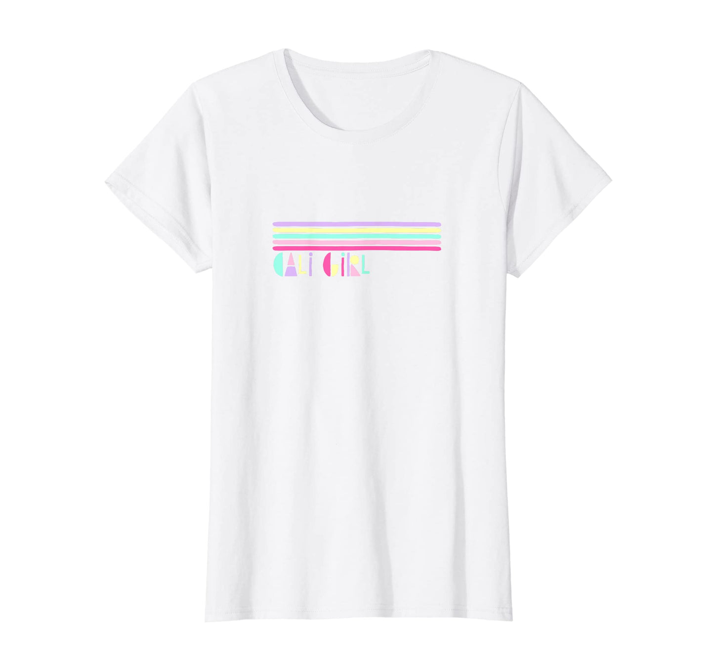 Cali California Summer Stripe Pastel 80S T-Shirt - Novelty Apparel Unisex - T-Shirt, Sweatshirt, Hoodie
