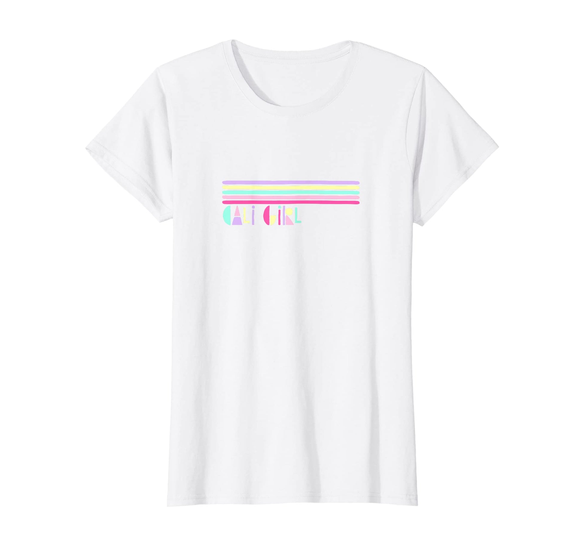 Cali California Summer Stripe Pastel 80S T-Shirt - Novelty Apparel Unisex - T-Shirt, Sweatshirt, Hoodie