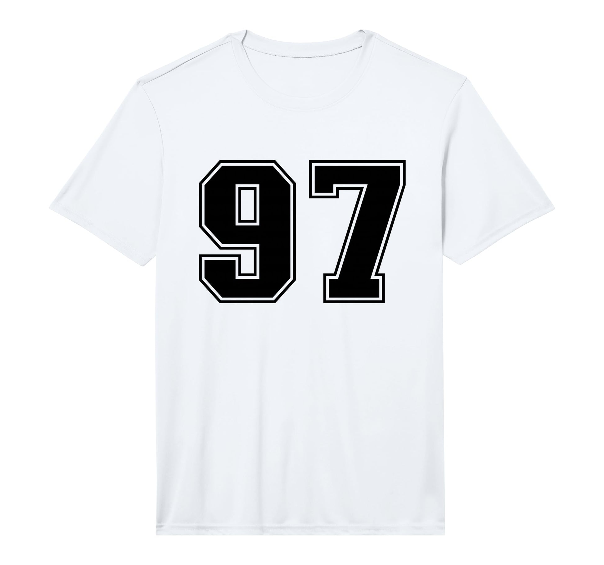Number 97 Black Sports Team Varsity Number T-Shirt - Trendy Graphic Unisex - T-Shirt, Sweatshirt, Hoodie