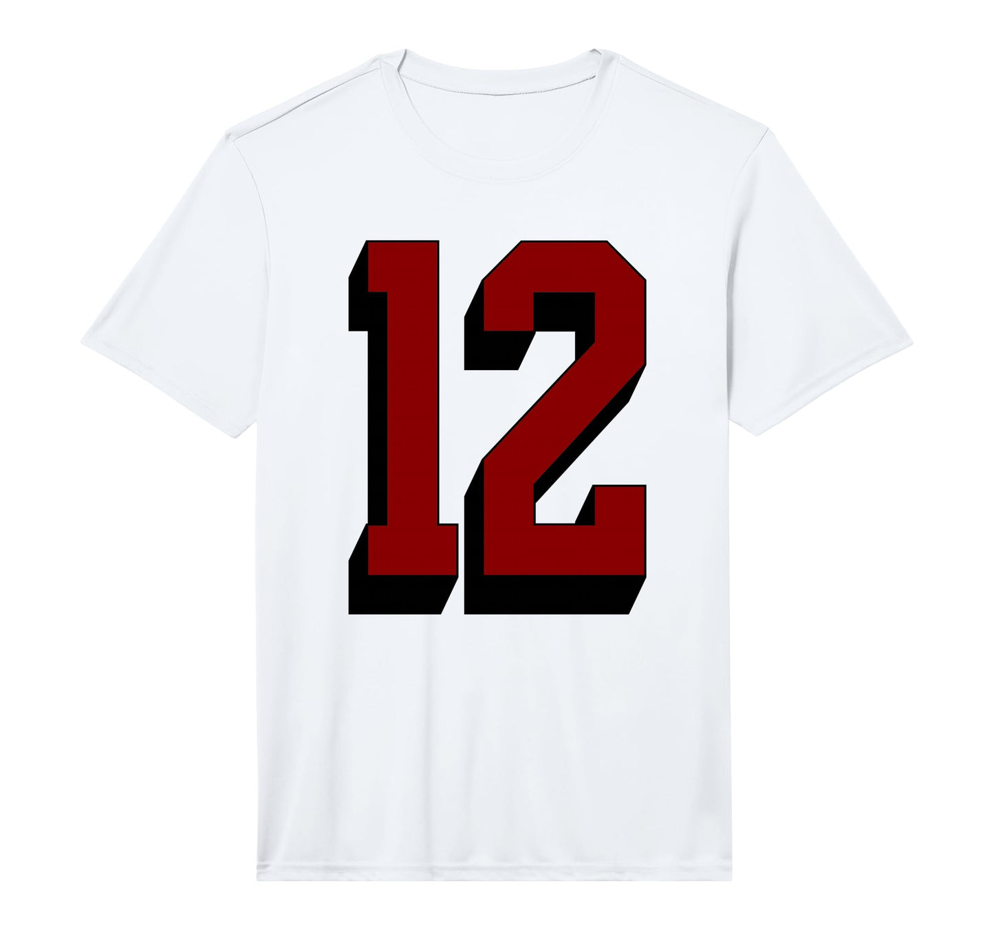 12 Varsity Fan Sports Team White Jersey T-Shirt - Trendy Graphic Unisex - T-Shirt, Sweatshirt, Hoodie