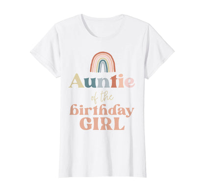 Womens Auntie Birthday Boho Rainbow Party T-Shirt - Trendy Graphic Unisex - T-Shirt, Sweatshirt, Hoodie