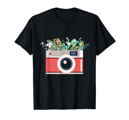 Camera Photography Photo Flowers T-Shirt - Custom Art Print for Adults - T-Shirt, Sweatshirt, Hoodie