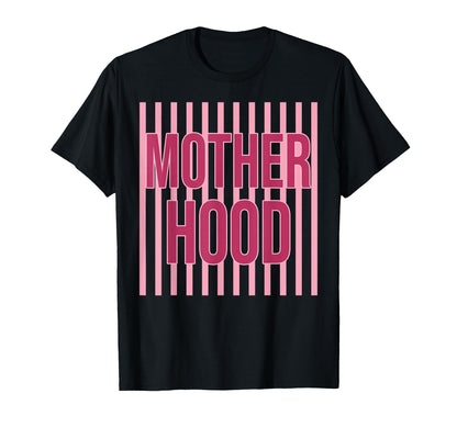 Motherhood Red Striped Typography T-Shirt - Fun Novelty Design for Adults - T-Shirt, Sweatshirt, Hoodie