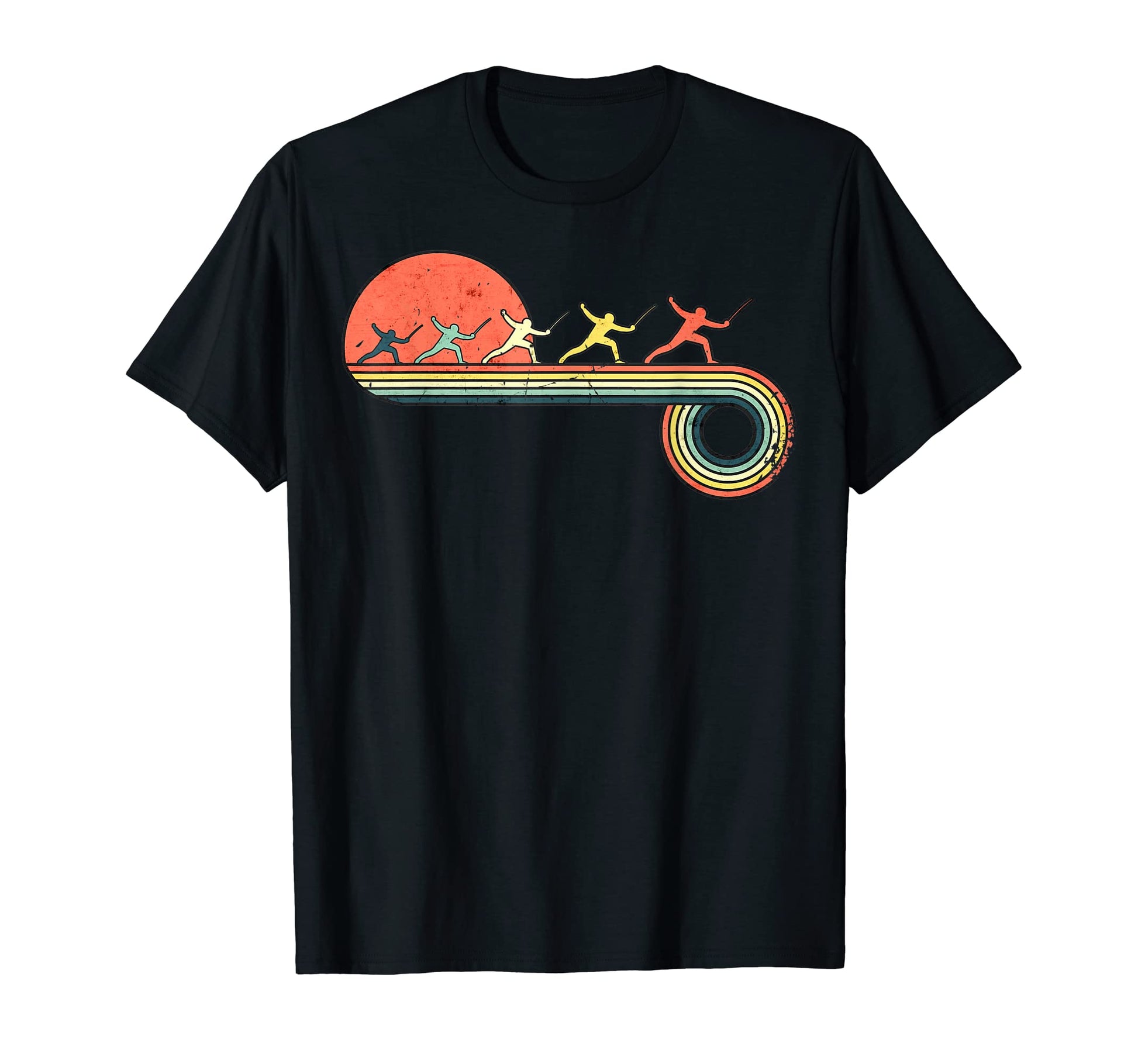 Fencing Sunset Rainbow T-Shirt - Novelty Apparel Men Women - T-Shirt, Sweatshirt, Hoodie