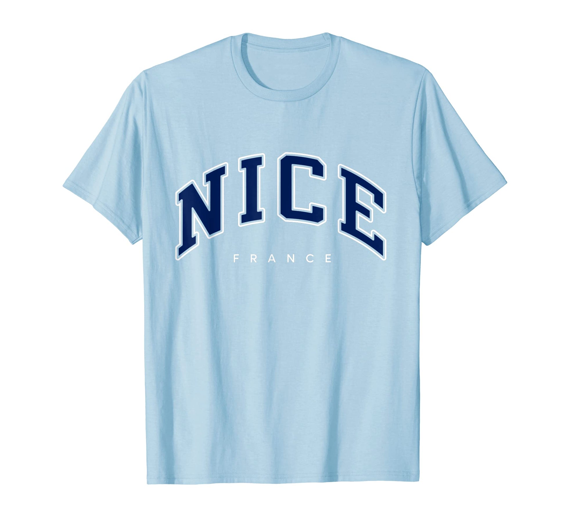 Nice France Varsity Navy Text T-Shirt - Novelty Apparel for Adults - T-Shirt, Sweatshirt, Hoodie
