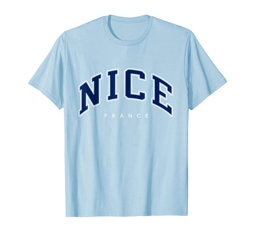 Nice France Varsity Navy Text T-Shirt - Novelty Apparel for Adults - T-Shirt, Sweatshirt, Hoodie