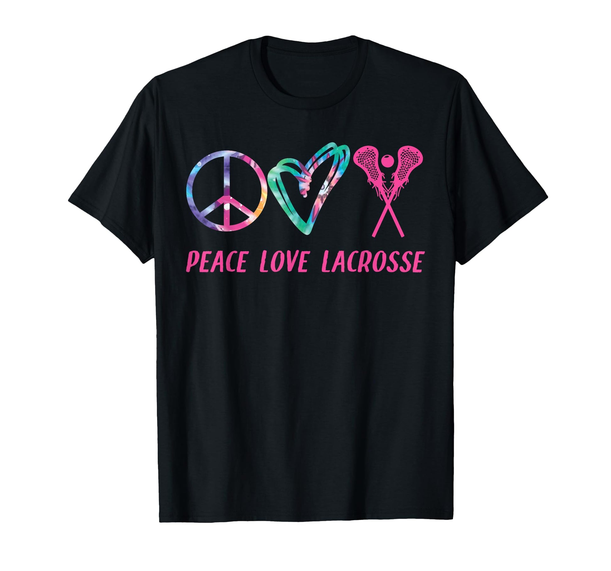 Lacrosse Lax Tie Dye Peace Love T-Shirt - Trendy Graphic for Adults - T-Shirt, Sweatshirt, Hoodie