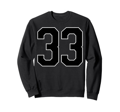 Black Sports Team Number 33 Fan Sweatshirt - Graphic Print for Adults - T-Shirt, Sweatshirt, Hoodie