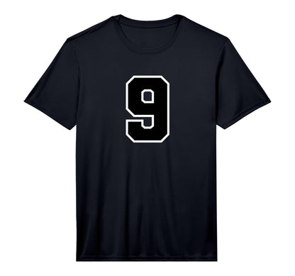 Black Sports Team Number 9 T-Shirt - Casual Everyday Wear Men Women - T-Shirt, Sweatshirt, Hoodie