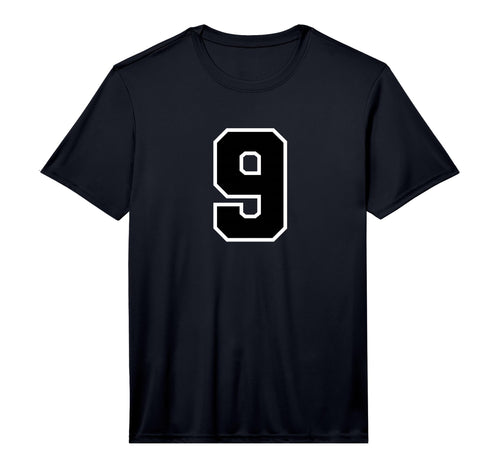 Black Sports Team Number 9 T-Shirt - Casual Everyday Wear Men Women - T-Shirt, Sweatshirt, Hoodie