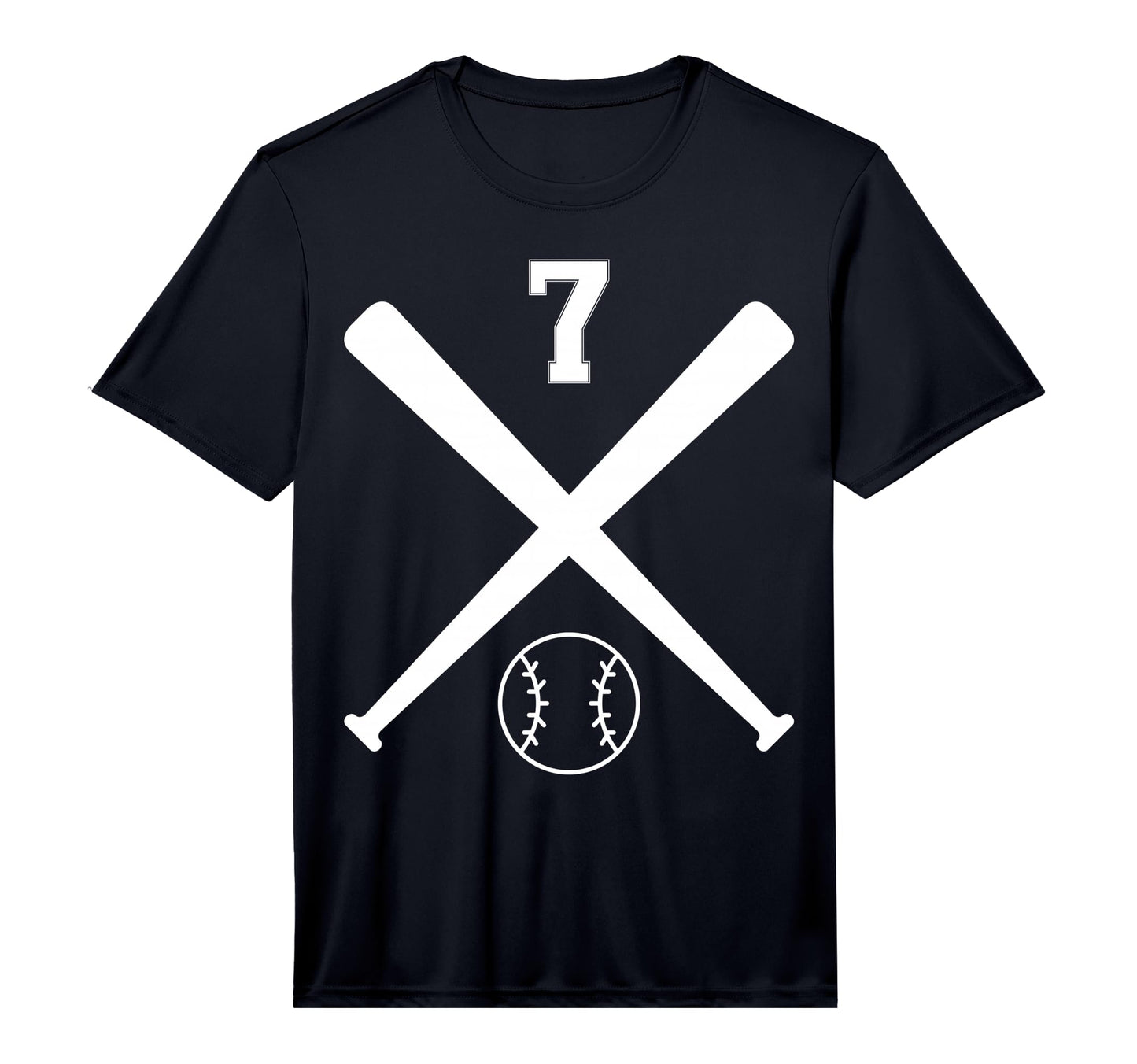 Baseball Softball Number 7 Performance T-Shirt - Custom Art Print Men Women - T-Shirt, Sweatshirt, Hoodie