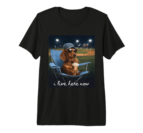 Funny Dachshund Baseball Mom I Live T-Shirt - Novelty Apparel for Adults - T-Shirt, Sweatshirt, Hoodie