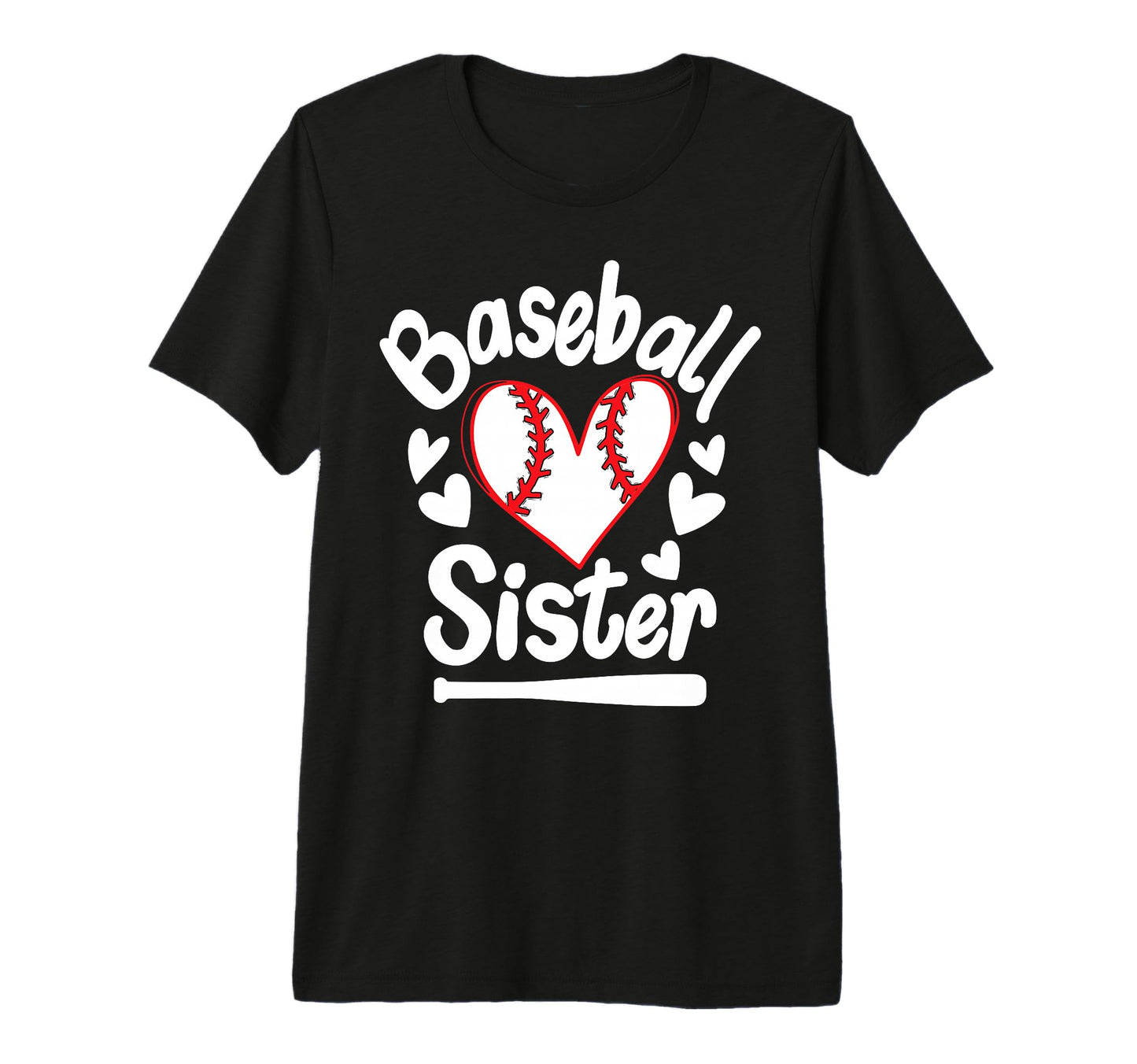 Baseball Sister Heart Big Sister T-Shirt - Fun Novelty Design for Adults - T-Shirt, Sweatshirt, Hoodie