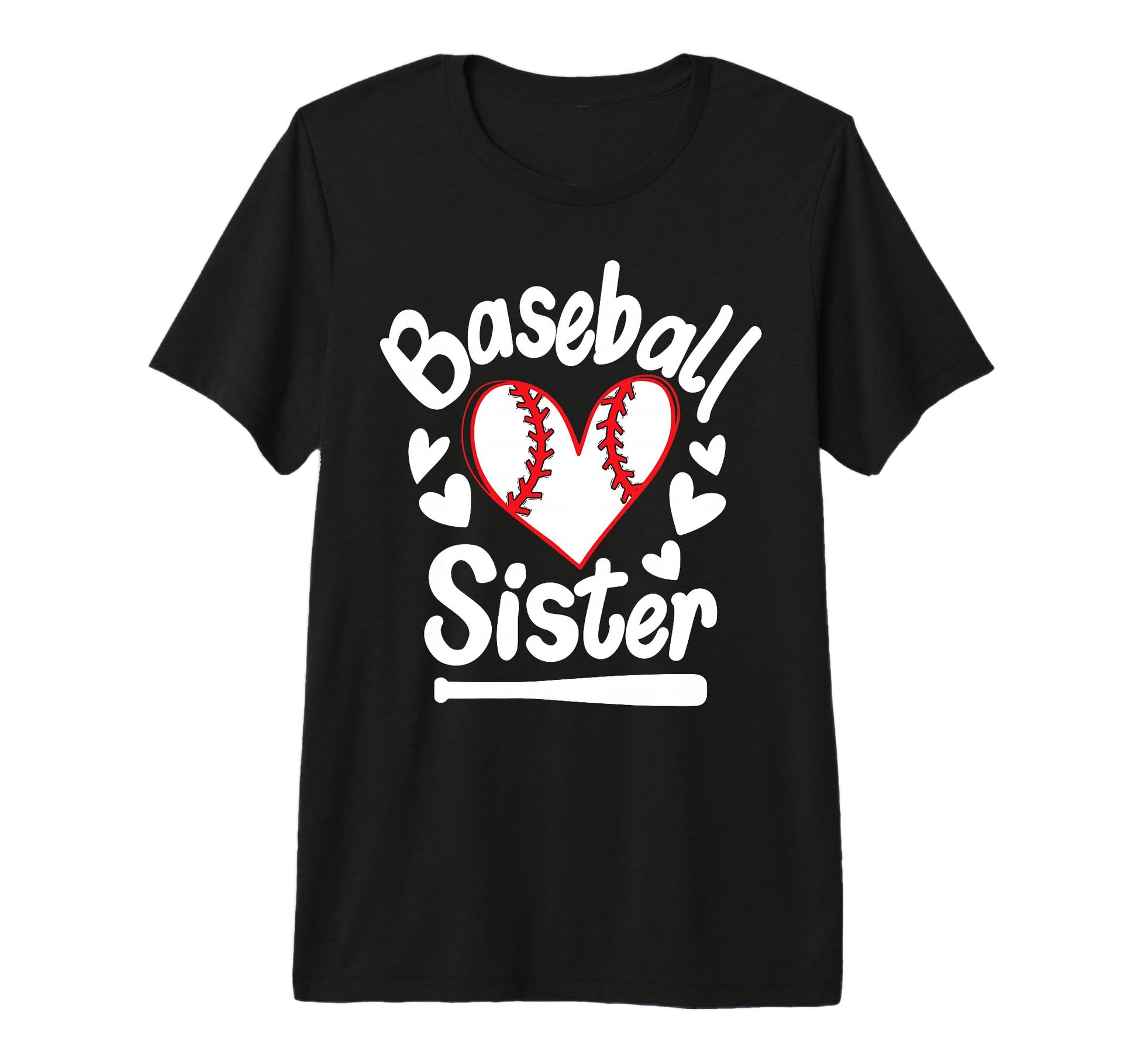 Baseball Sister Heart Big Sister T-Shirt - Fun Novelty Design for Adults - T-Shirt, Sweatshirt, Hoodie