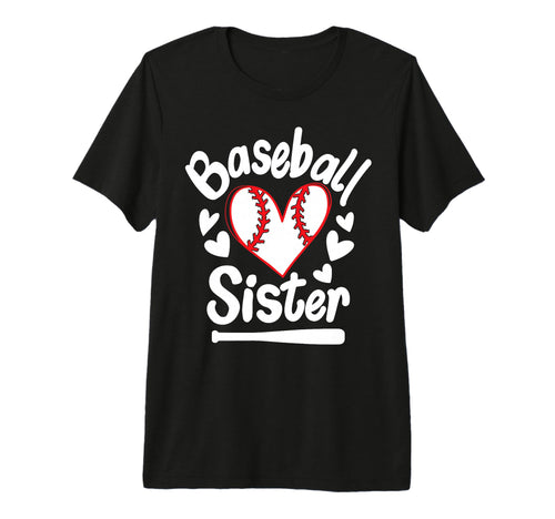 Baseball Sister Heart Big Sister T-Shirt - Fun Novelty Design for Adults - T-Shirt, Sweatshirt, Hoodie