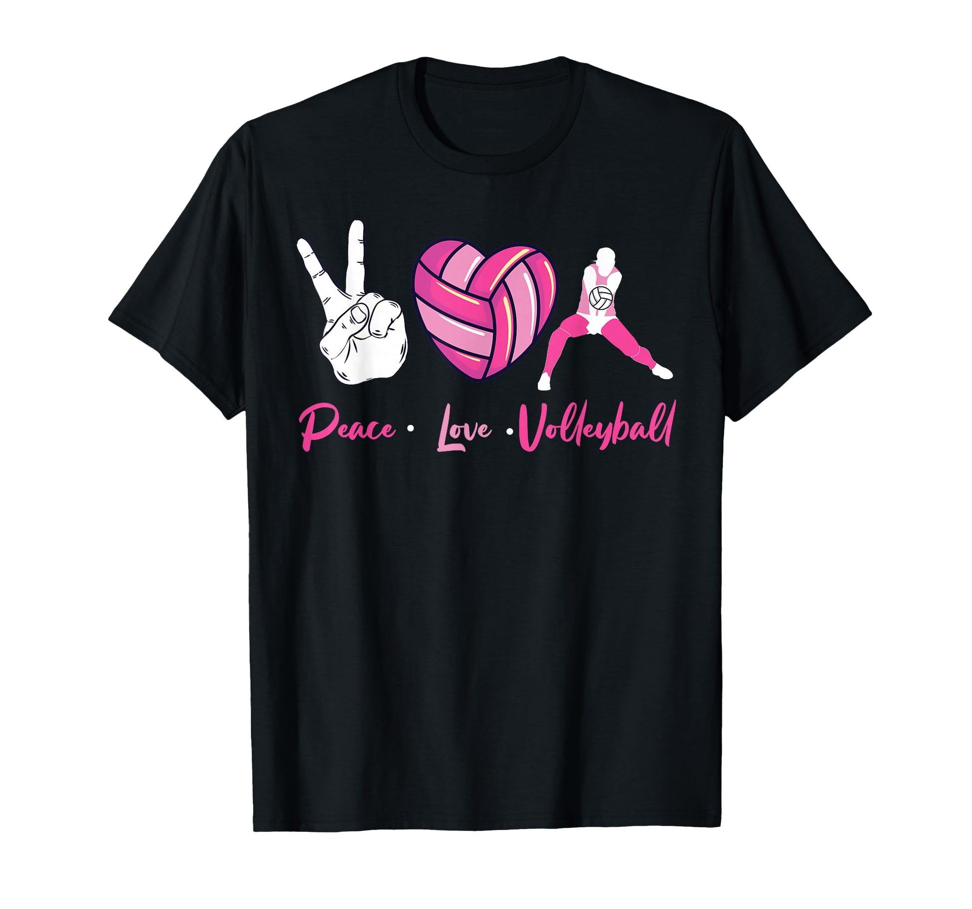 Volleyball Player Team Peace Love T-Shirt - Trendy Graphic for Adults - T-Shirt, Sweatshirt, Hoodie