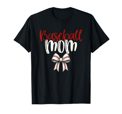 Baseball Mom Coquette Bow Game Day T-Shirt - Fun Novelty Design for Adults - T-Shirt, Sweatshirt, Hoodie