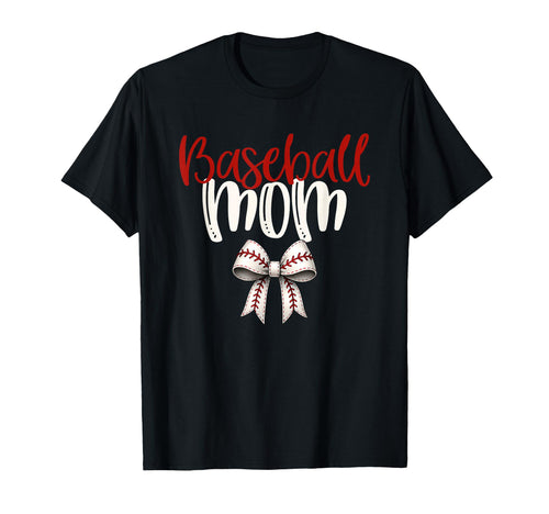 Baseball Mom Coquette Bow Game Day T-Shirt - Fun Novelty Design for Adults - T-Shirt, Sweatshirt, Hoodie