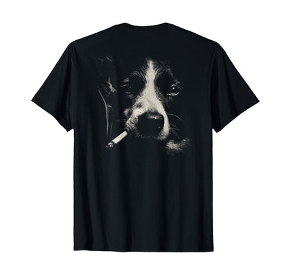 Border Collie Smoking Cigarette T-Shirt - Fun Novelty Design for Adults - T-Shirt, Sweatshirt, Hoodie