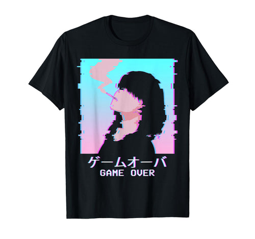 Game Over Sad Anime Japanese Waifu T-Shirt - Novelty Apparel for Adults - T-Shirt, Sweatshirt, Hoodie