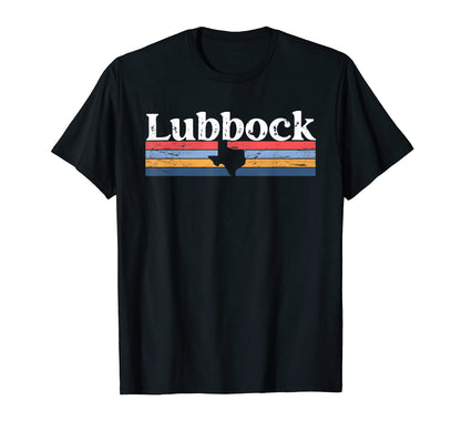 Lubbock Texas Tx Stripes State 70S T-Shirt - Fun Novelty Design for Adults - T-Shirt, Sweatshirt, Hoodie