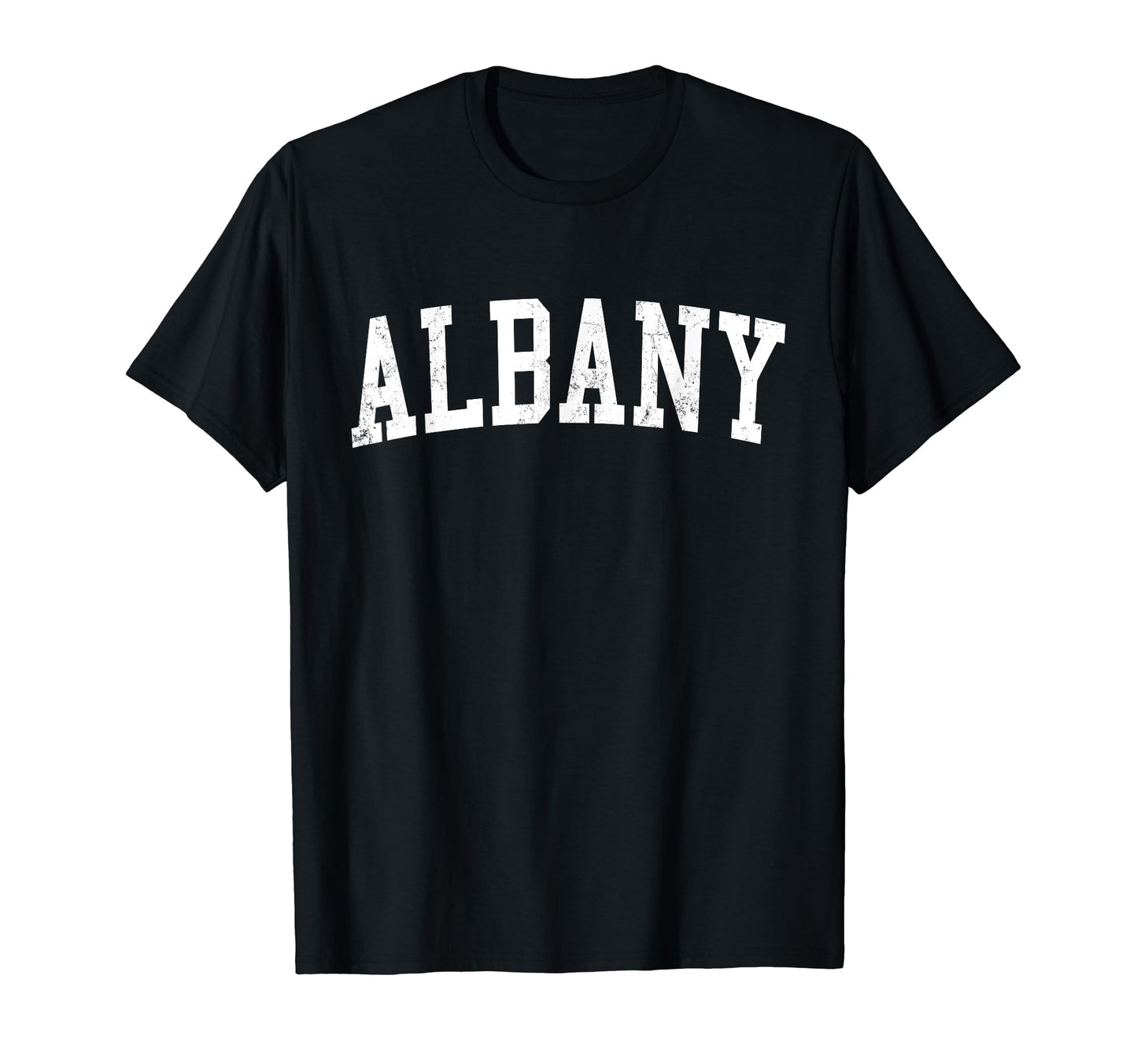 Albany Ny Distressed White Varsity T-Shirt - Novelty Apparel for Adults - T-Shirt, Sweatshirt, Hoodie