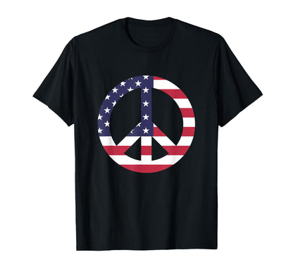 4Th July Us American Flag Peace T-Shirt - Casual Everyday Wear Men Women - T-Shirt, Sweatshirt, Hoodie