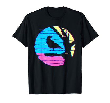 Raven Vaporwave Aesthetic Bird Black T-Shirt - Graphic Print for Adults - T-Shirt, Sweatshirt, Hoodie