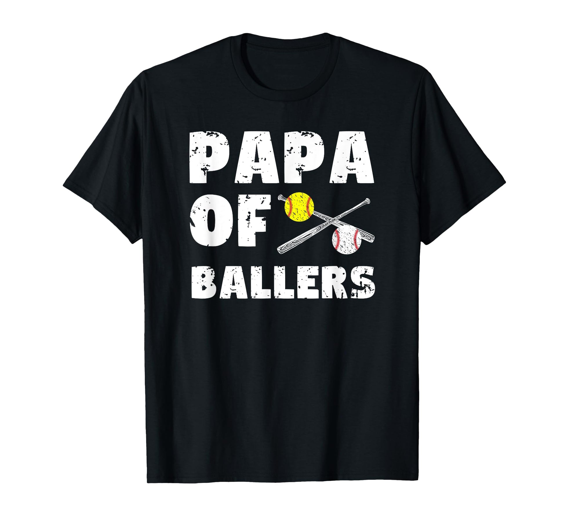 Papa Ballers Softball Baseball Papa T-Shirt - Graphic Print for Adults - T-Shirt, Sweatshirt, Hoodie