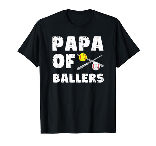 Papa Ballers Softball Baseball Papa T-Shirt - Graphic Print for Adults - T-Shirt, Sweatshirt, Hoodie