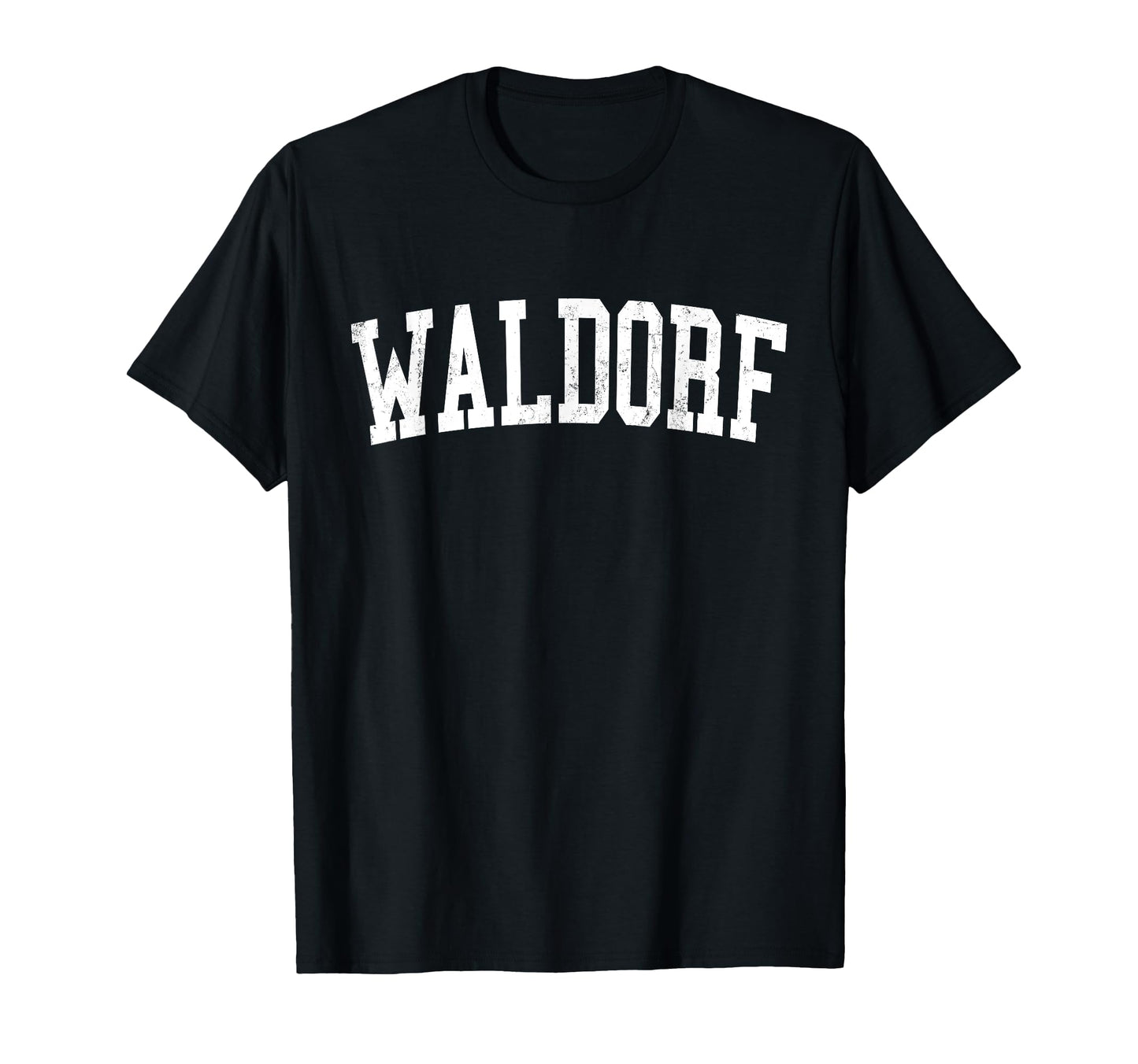 Waldorf Md Distressed White Varsity T-Shirt - Aesthetic Graphic Men Women - T-Shirt, Sweatshirt, Hoodie
