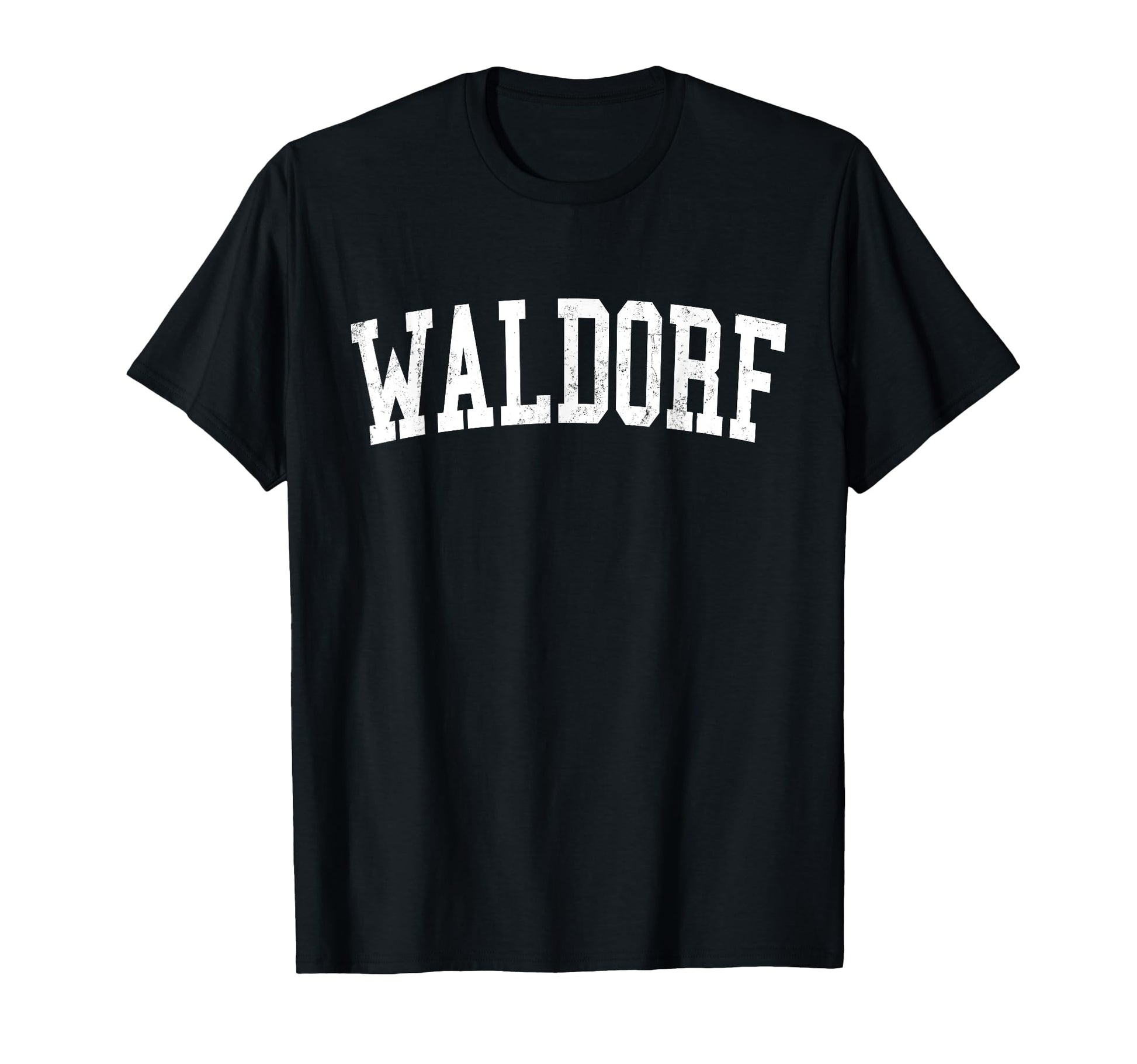 Waldorf Md Distressed White Varsity T-Shirt - Aesthetic Graphic Men Women - T-Shirt, Sweatshirt, Hoodie